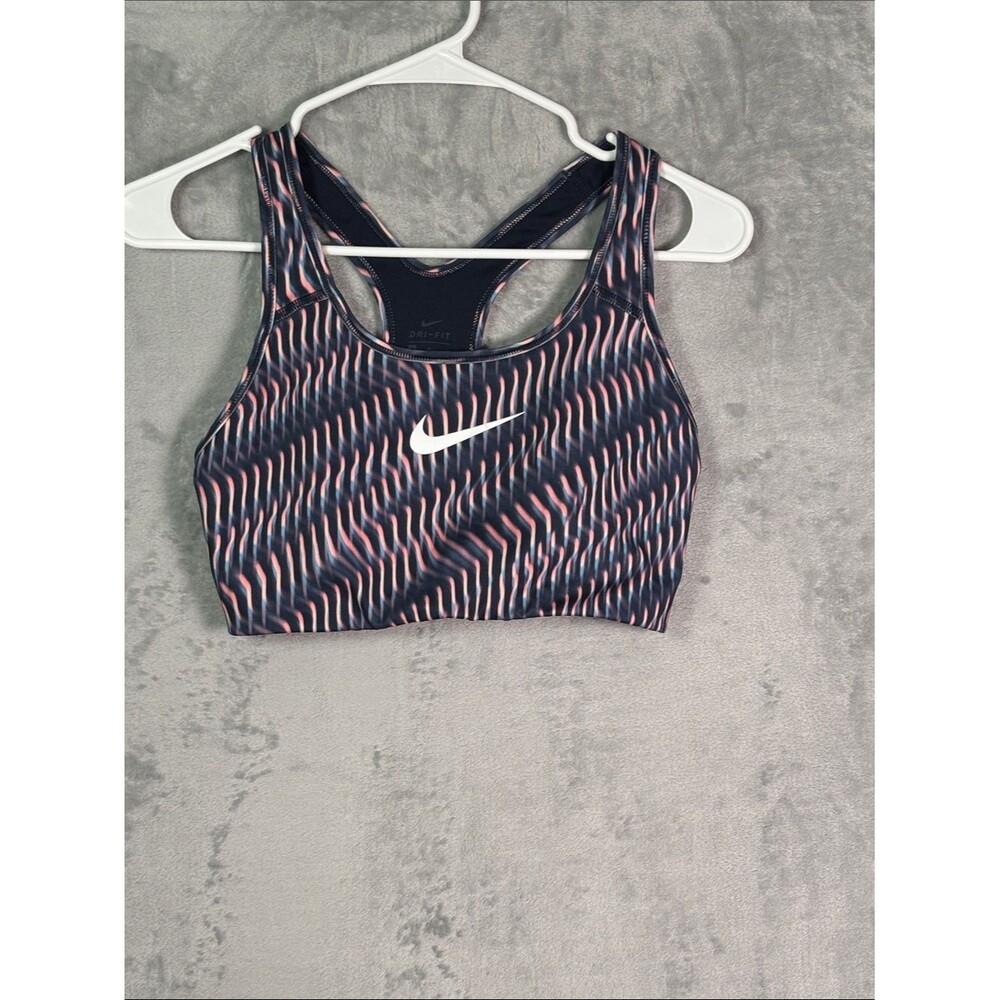 Nike Pink Blue Geometric Logo Sports Bra Size Medium